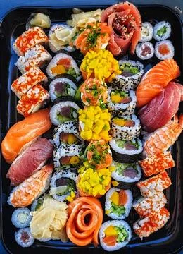 Fresh sushi set Stock Photos