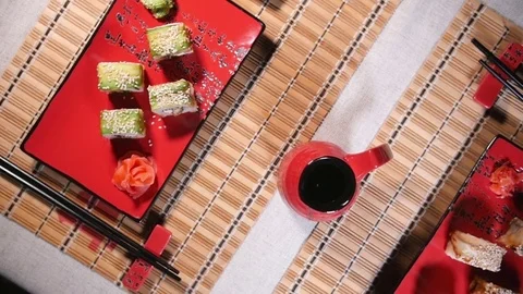 Fresh Sushi For Two Persons Video stock 70737452