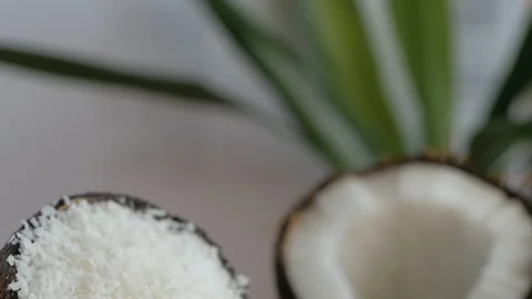 Fresh Sweet Coconut Closeup Stock Footage 111672685