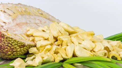 Fresh sweet Jackfruit segment ready for eat. Close royayion. Selective focus. Stock Footage 90876430
