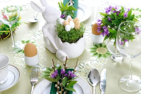 Fresh symbolic Easter breakfast Stock Photos