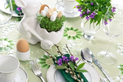 Fresh symbolic Easter breakfast Stock Photos
