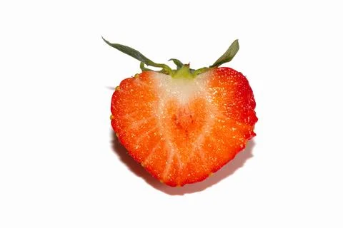 Fresh tasty half cut Strawberry isolated on white background Stock Photos