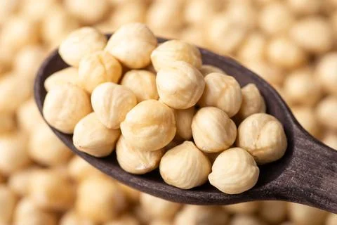 Fresh tasty hazelnuts close up Stock Photos