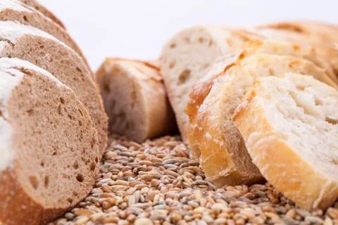 Fresh tasty mixed bread slice bakery loaf Stock Photos
