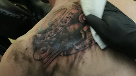Fresh Tattoo wiped down Stock Footage 12316512