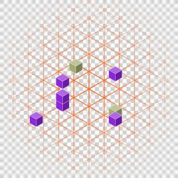 Fresh technical triangular grid with cubes transparent PNG Stock Photos