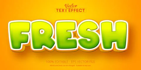 Fresh text, cartoon style editable text effect Stock Illustration