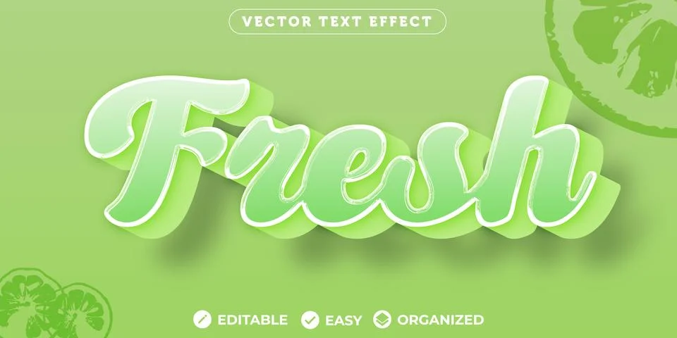 Fresh Text Effect,Fully Editable Font Text Effect Stock Illustration