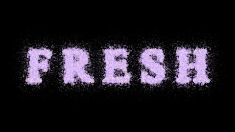 Fresh Text Message of Flowers Black Background Alpha Matte Seamless Loop Stock Footage 129144943