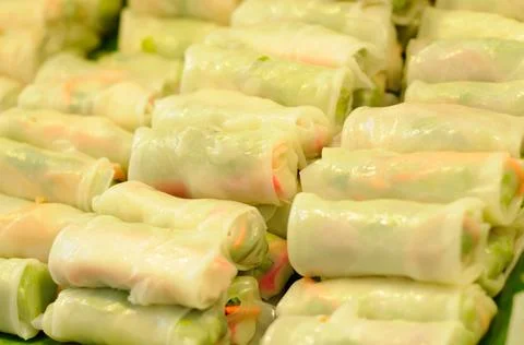 Fresh Thai Spring Rolls Stock Photos