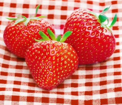 Fresh three strawberries Stock Photos