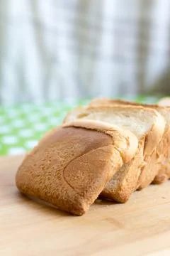 Fresh toast bread on the kitchen table Stock Photos