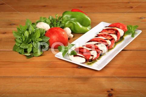 Fresh tomato and mozarela cheese Stock Photos