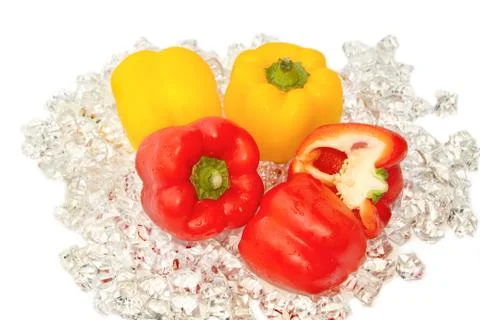 Fresh tomato on ice Stock Photos