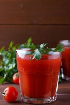 Fresh tomato juice Stock Photos