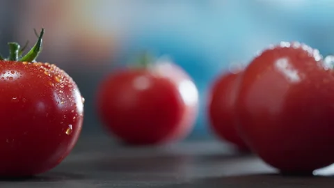 Fresh Tomato on Kitchen Board Stock Footage 276352850