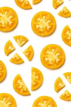 Fresh tomato pattern isolated on white, from above Stock Photos