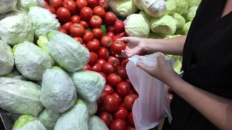 Fresh Tomato Selection at Grocery Stand Stock Footage 265061953