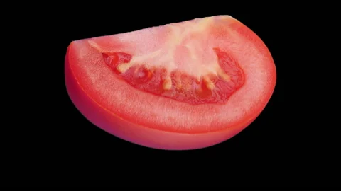 Fresh tomato slice spin and float, seamless loop - isolated, with alpha channel Video stock 138822819