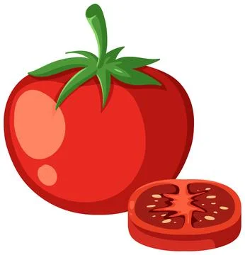 Fresh Tomato with Sliced Half Stock Illustration