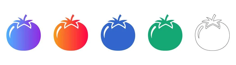 Fresh Tomato Vegetable Icon Set Stock-Illustration