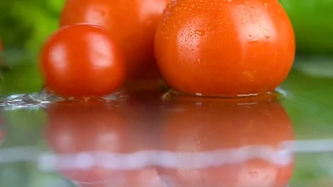 Fresh tomatoes are roll Stock-Footage 85178752