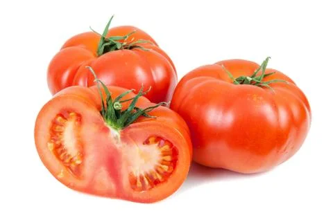 Fresh tomatoes isolated on white background with clipping path Stock Photos