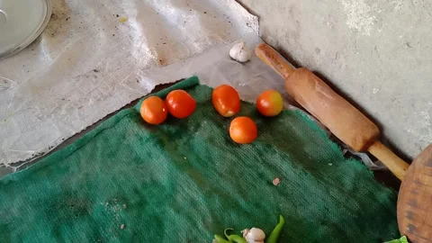 Fresh Tomatoes in a Kitchen Stock Footage 346990621
