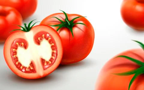 Fresh tomatoes with sliced one Stockillustratie