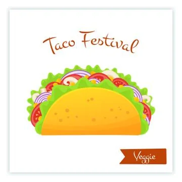 Fresh traditional veggie tacos food web banner Stock Illustration