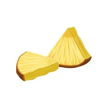 Fresh triangle slices of pineapple with peel. Sweet and tasty tropical fruit Illustrazione stock