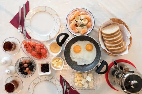 Fresh Turkish Breakfast on Table Stock-Fotos