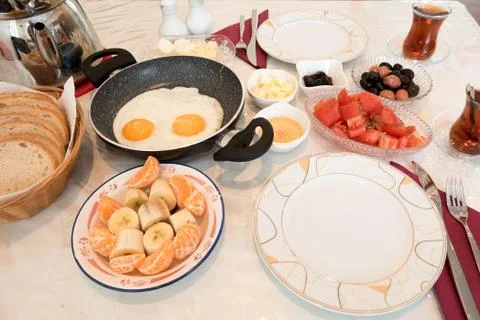 Fresh Turkish Breakfast on Table Stock Photos