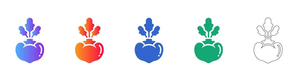 Fresh Turnip Root Vegetable Icon Set Stock-Illustration