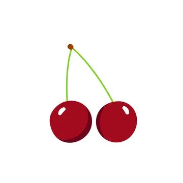 Fresh two cherry fruits vector color icon. EPS 10. Sweet berry illustration Stock Illustration