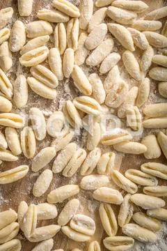 Fresh uncooked cavatelli pasta. Stock Photos