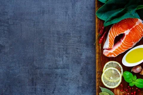 Fresh uncooked salmon Stock Photos