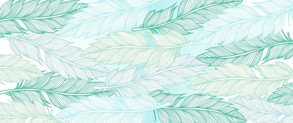 Fresh vector abstract background with green feathers. Stock Illustration