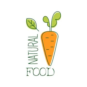 Fresh Vegan Food Promotional Sign With Raw Carrot For Vegetarian,  And   Diet Stock Illustration