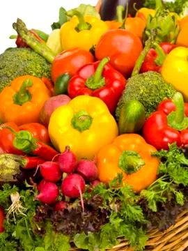Fresh vegetable basket close up Stock-Fotos