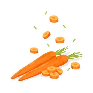 Fresh vegetable Carrot falling vector in white background Stock Illustration
