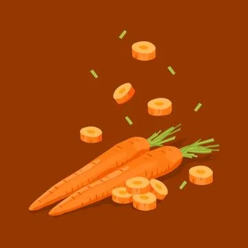 Fresh vegetable Carrot falling vector in brown background Stock Illustration
