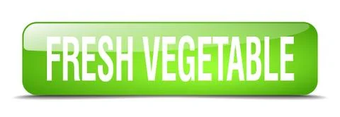 Fresh vegetable green square 3d realistic isolated web button Stock Illustration