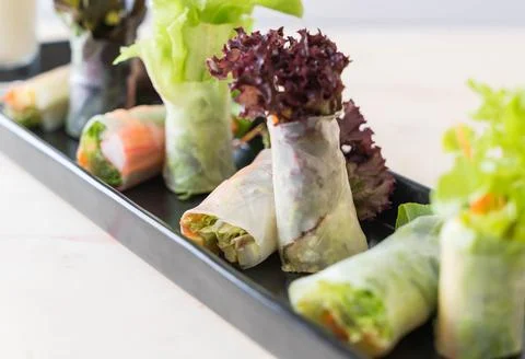 Fresh vegetable noodle spring roll Stock Photos