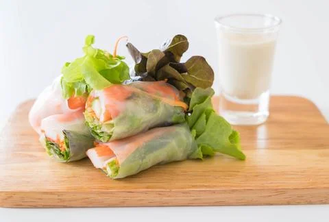 Fresh vegetable noodle spring roll Stock Photos