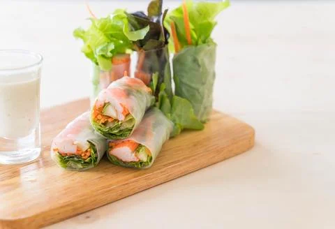 Fresh vegetable noodle spring roll Stock Photos