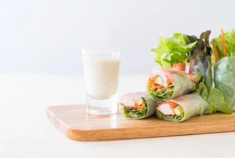 Fresh vegetable noodle spring roll Stock Photos