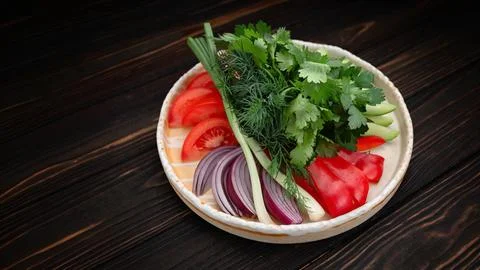 Fresh Vegetable Platter with Herbs Stock Photos
