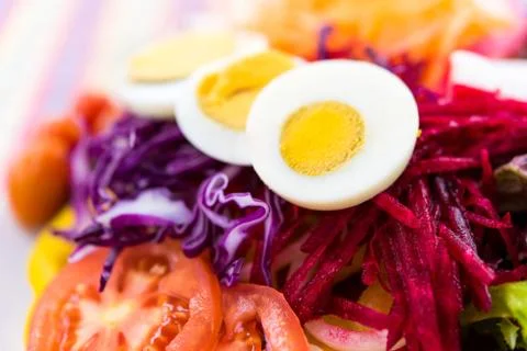 Fresh vegetable salad with eggs Stock Photos